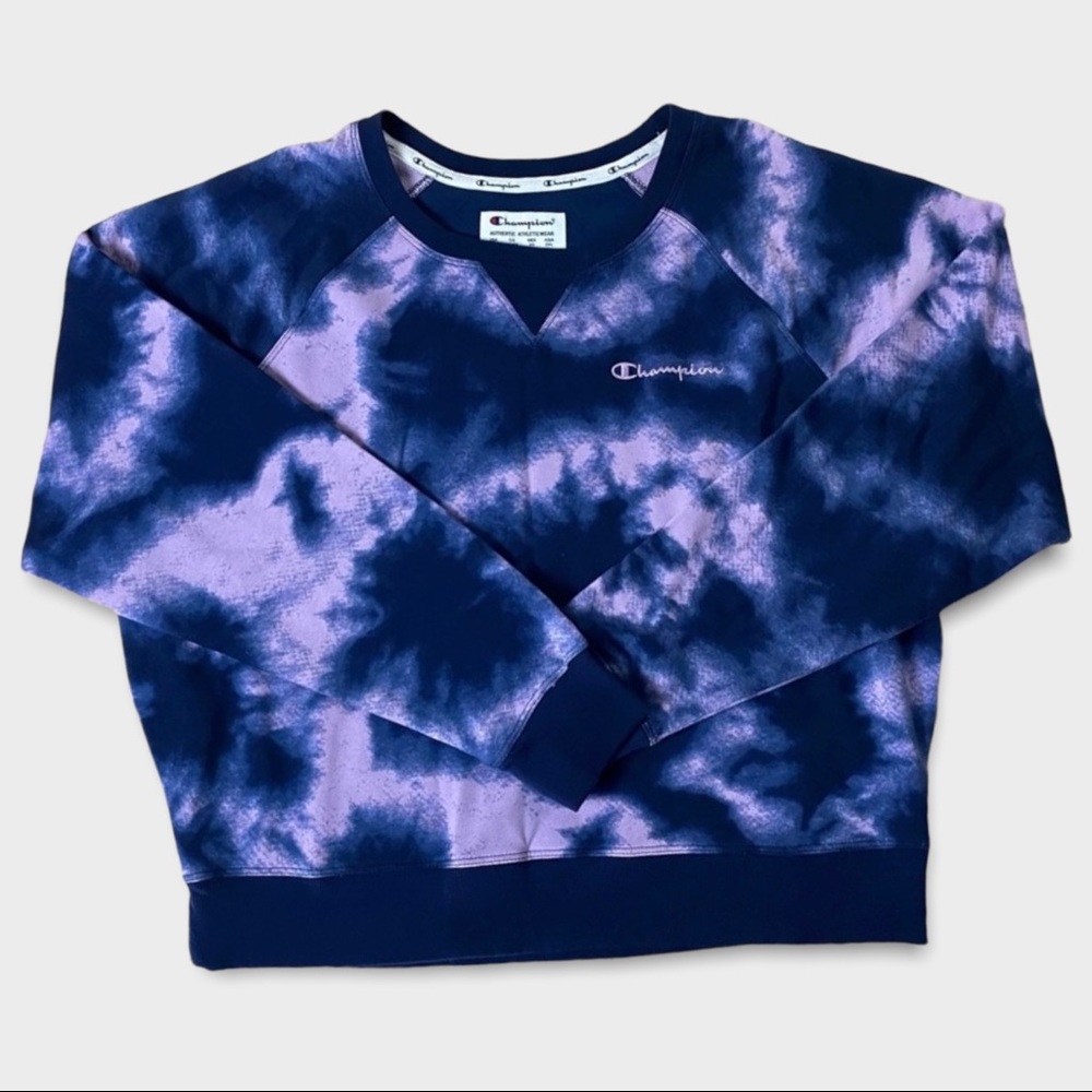 Champion Purple Tie-Dye Cropped Sweatshirt Sz XL